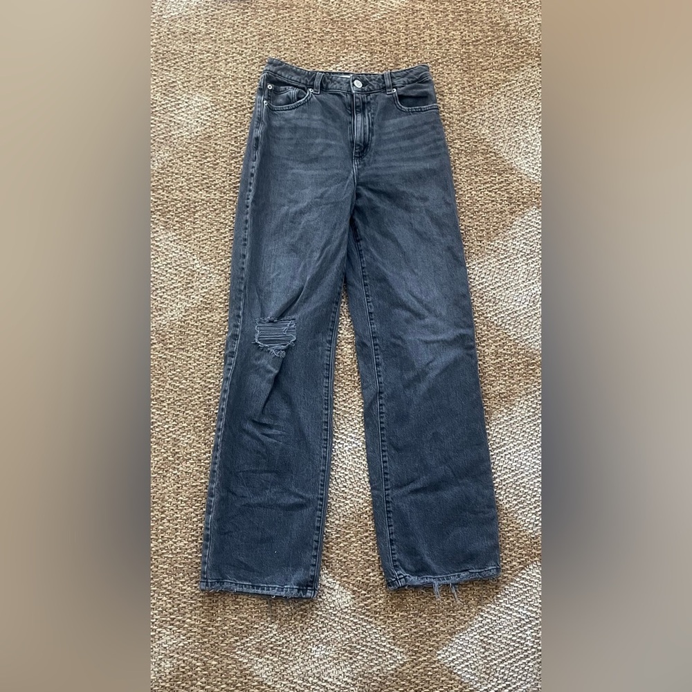 Garage Denim, Large/Wide Leg, Black, Distressed, Size 5/27